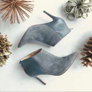 C. Wonder gray suede leather zip-up booties